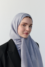 Luna başak jakarlı gümüş rengi şal | Renk: Hakigümüş