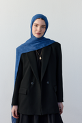 Luna başak jakarlı indigo mavi şal | Renk: Hakiindigo mavi