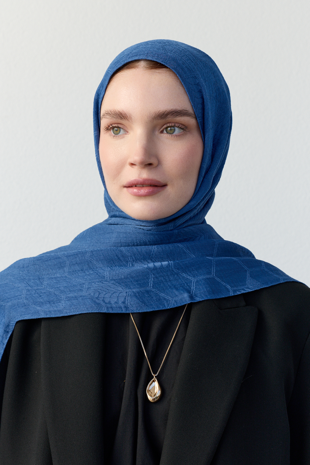 Luna başak jakarlı indigo mavi şal | Renk: Hakiindigo mavi