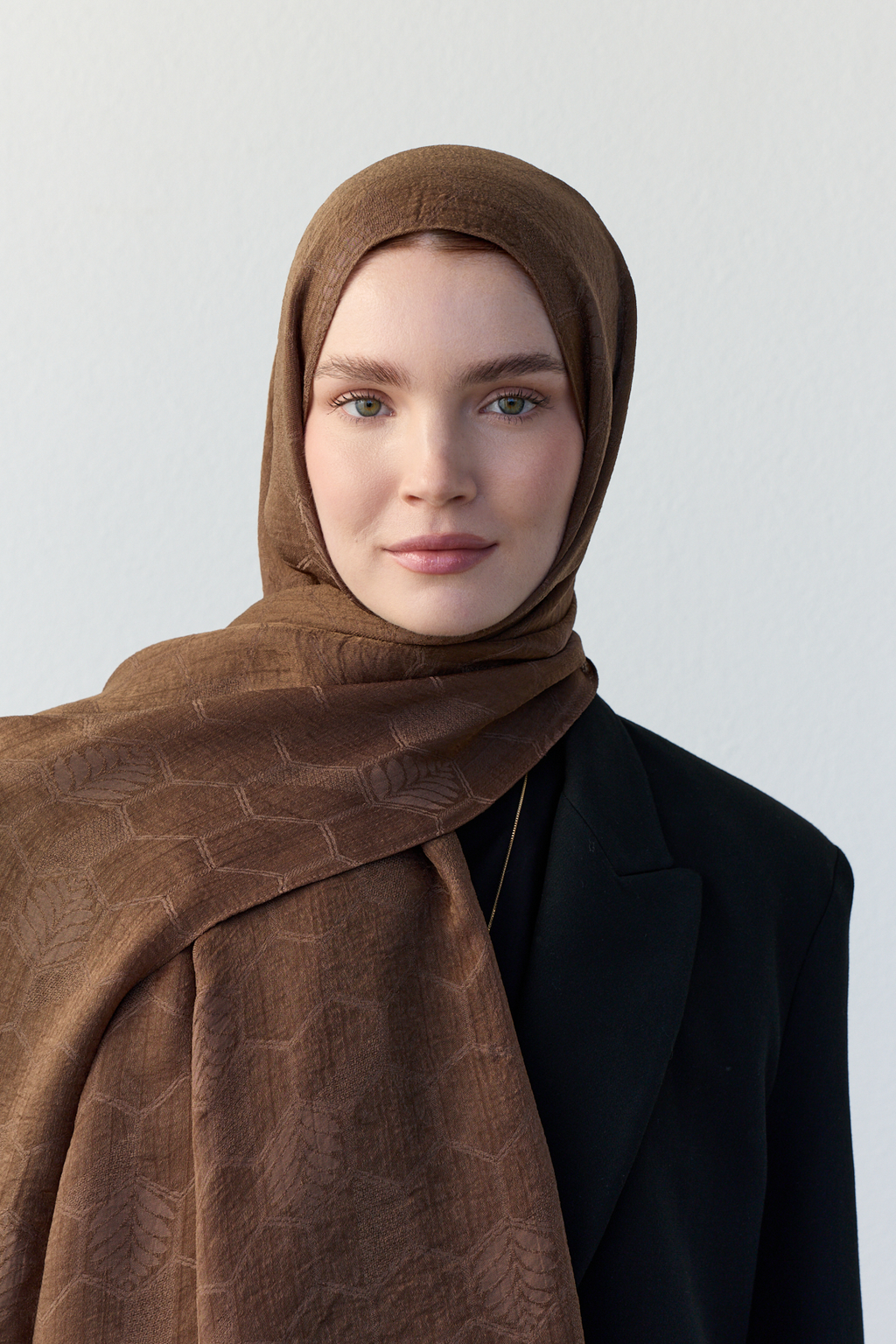 Luna başak jakarlı kahve bej şal | Renk: Hakikahve bej