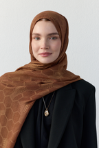 Luna başak jakarlı kahve gold şal | Renk: Hakikahve gold