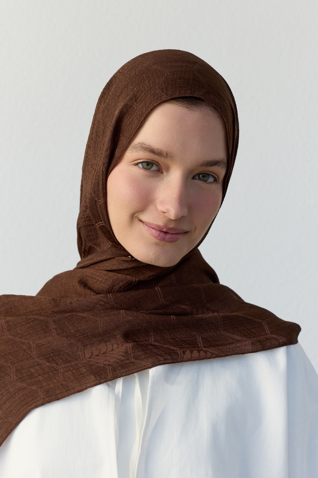 Luna başak jakarlı kahverengi şal | Renk: Hakikahve