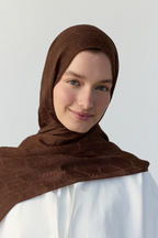 Luna başak jakarlı kahverengi şal | Renk: Hakikahve