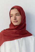 Luna başak jakarlı kiremit rengi şal | Renk: Hakikiremit