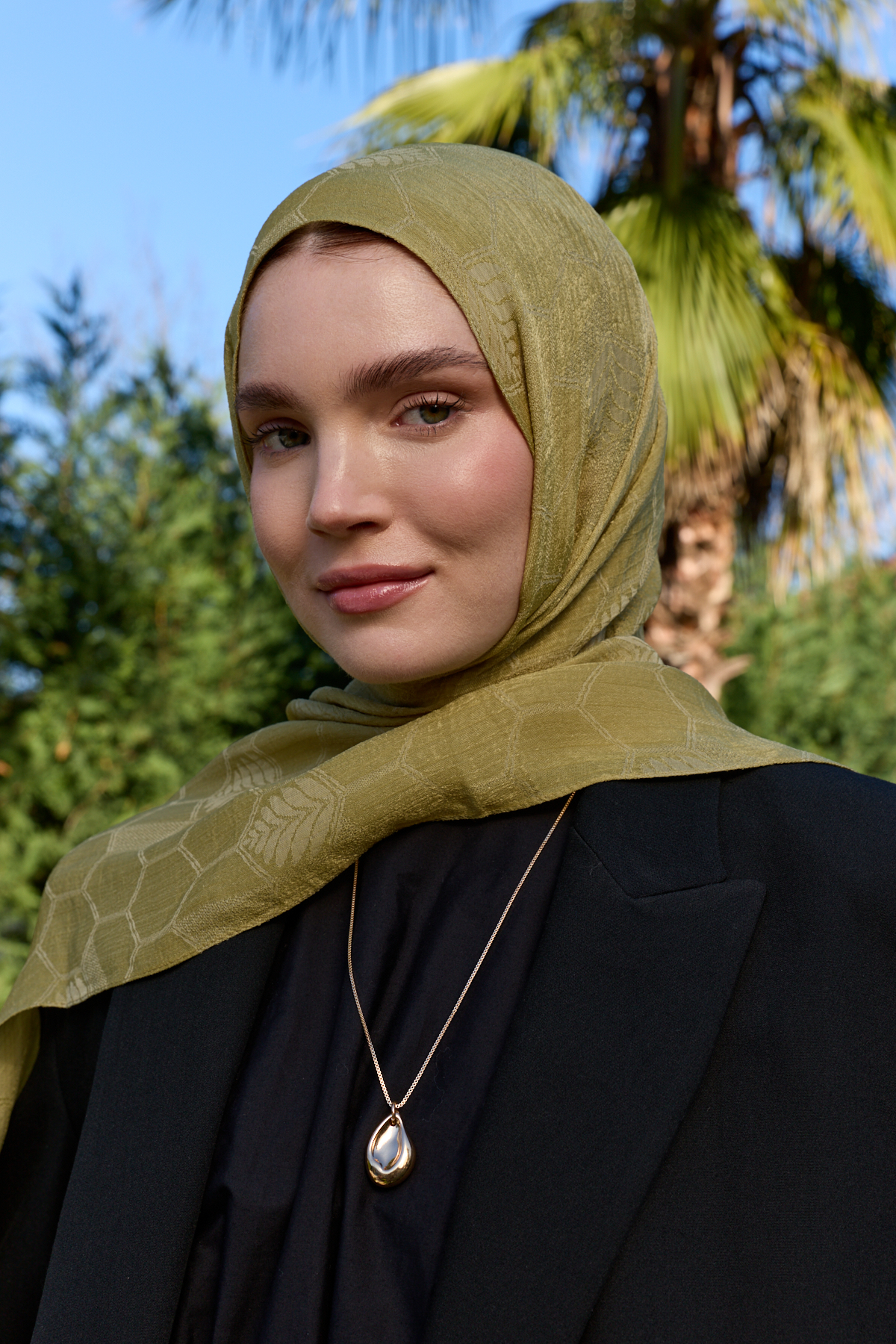 Luna başak jakarlı zeytin yeşili şal | Renk: Hakizeytin yeşili