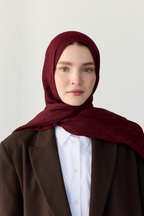 Luna logo jakarlı bordo şal | Renk: Bordo