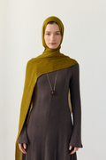 Luna logo jakarlı olive şal | Renk: Yağ yeşil
