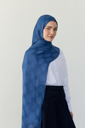 Luna yıldız jakarlı indigo mavi şal | Renk: Hakiindigo mavi