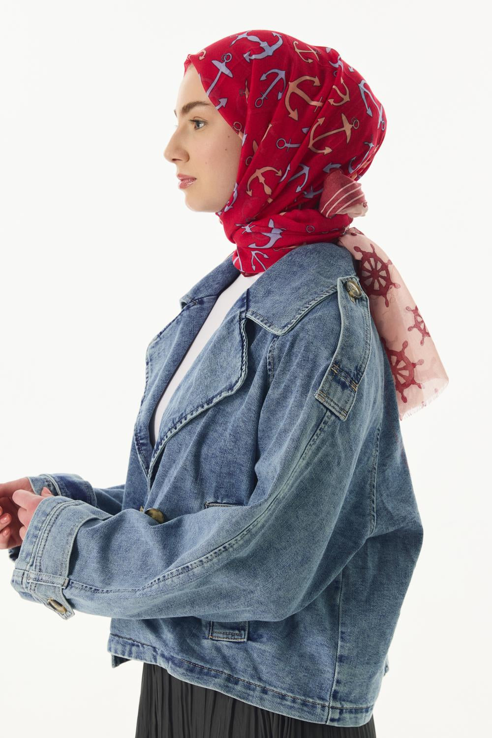 Mabel vişne çürüğü - fuşya dümen desen pamuklu şal | Renk: Vişne çürüğü fuşya