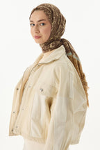 Mila camel etnik kutu desen pamuklu şal | Renk: Camel
