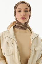 Mila camel etnik kutu desen pamuklu şal | Renk: Camel