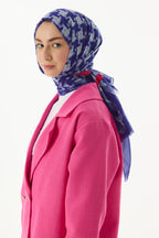 Misty saks mavi çizgi desen pamuklu şal | Renk: Saks mavi