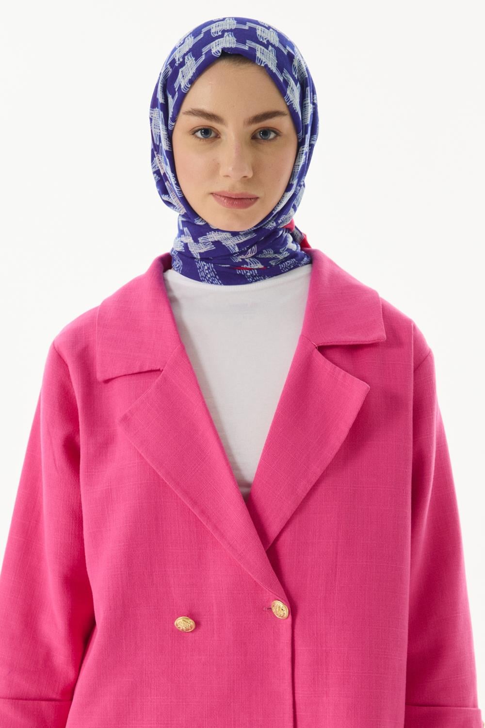 Misty saks mavi çizgi desen pamuklu şal | Renk: Saks mavi