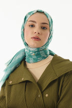 Misty mint yeşil çizgi desen pamuklu şal | Renk: Mint yeşil