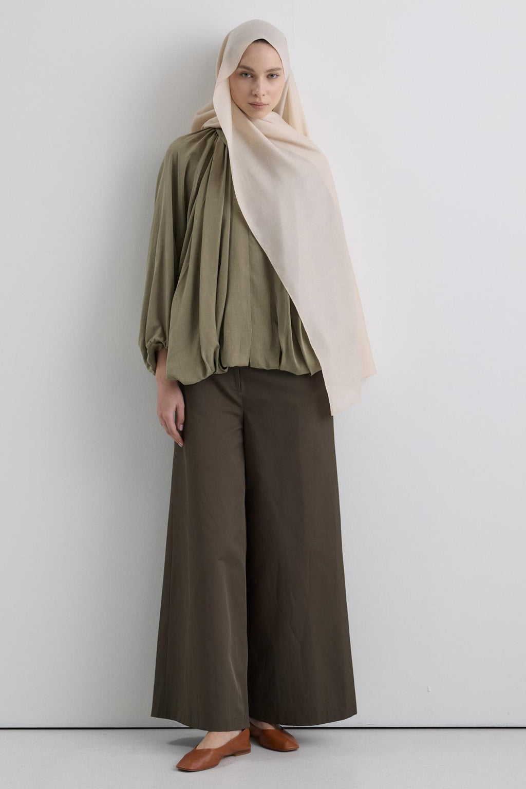 Paris ipeği krem renk pamuklu şal | Renk: Krem