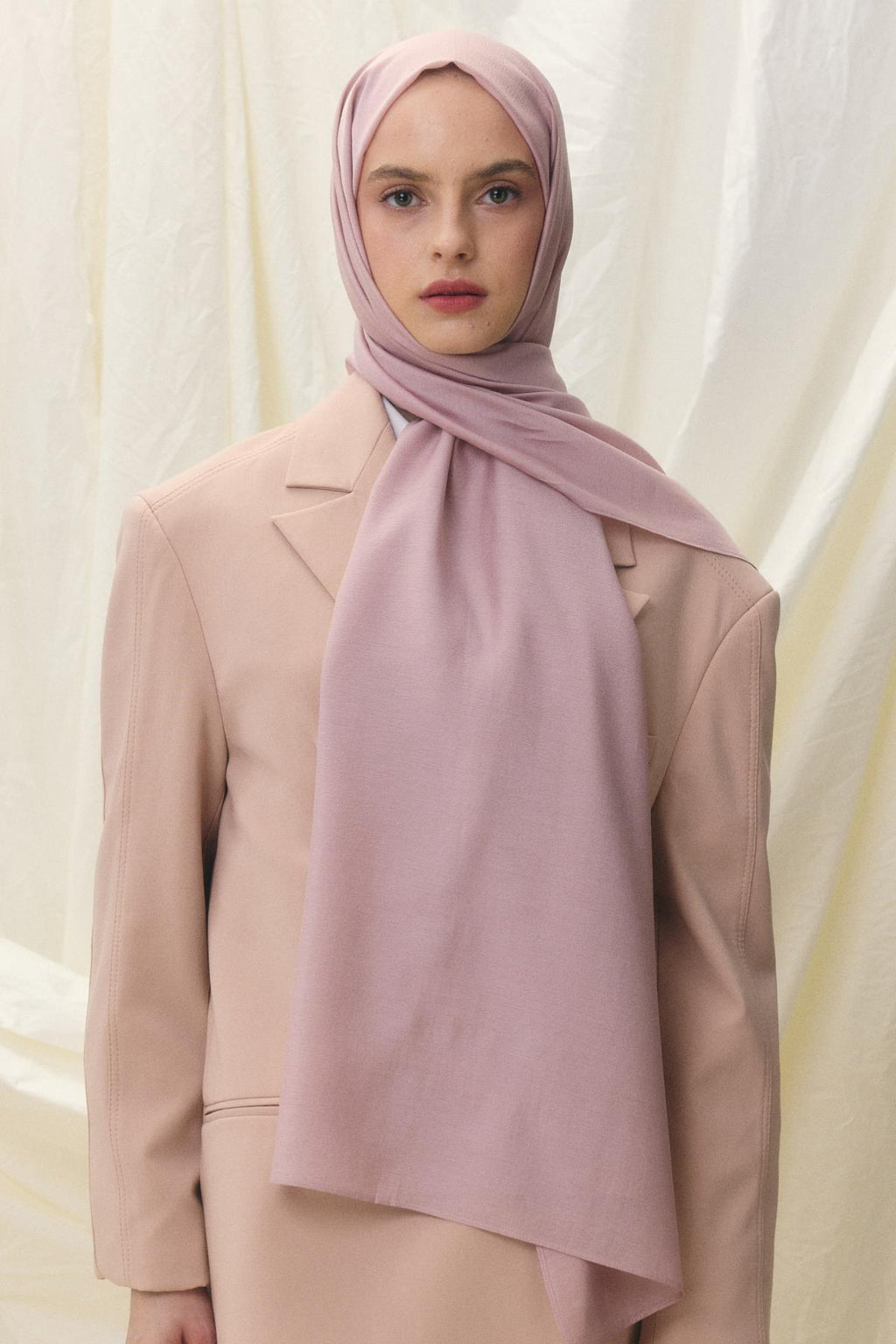 Paris ipeği toz pembe pamuklu şal | Renk: Toz pembe
