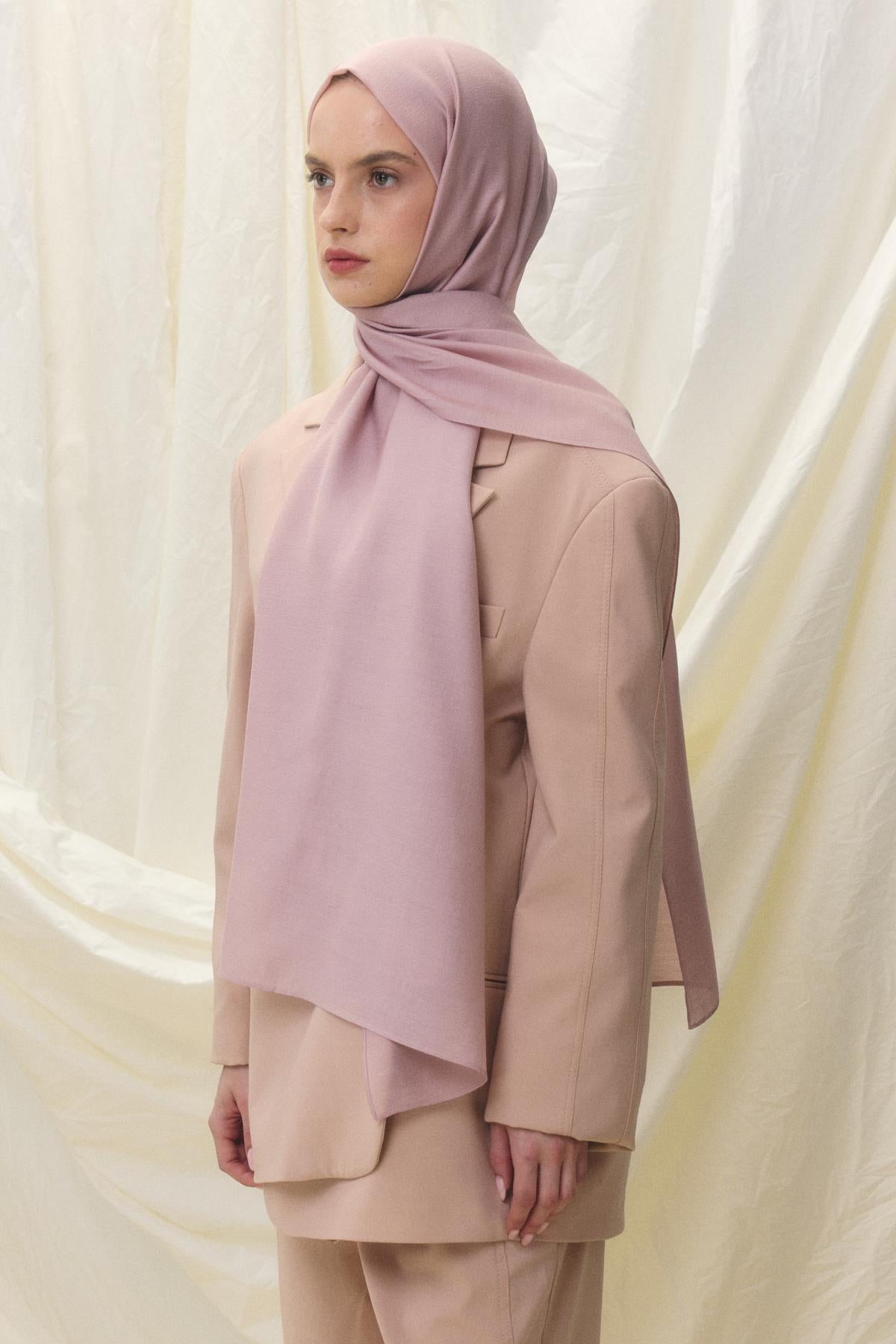 Paris ipeği toz pembe pamuklu şal | Renk: Toz pembe
