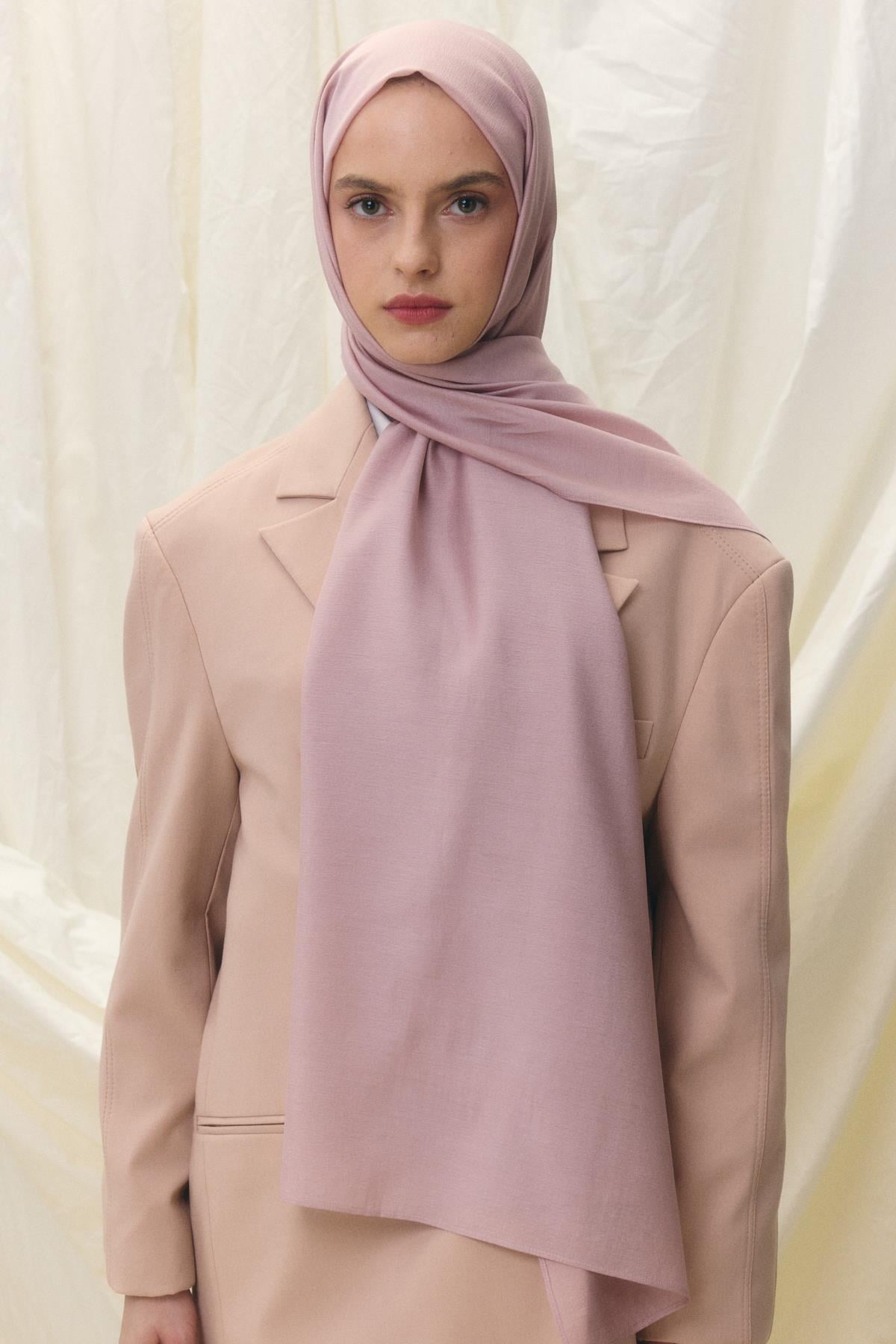 Paris ipeği toz pembe pamuklu şal | Renk: Toz pembe