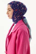 Rose nar çiçeği - mint çiçek desen pamuklu şal | Renk: Nar çiçeği mint
