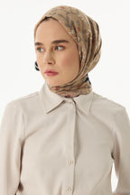 Rose siyah -kahve çiçek desen pamuklu şal | Renk: Siyah kahve