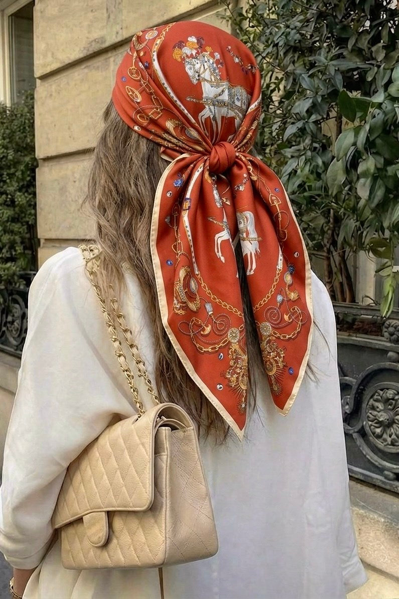 Royal Gallop %100 İpek kırmızı Fular 65x65 cm | Renk: Standart