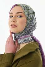 Sahra yeşil desenli pamuklu şal | Renk: Yeşil