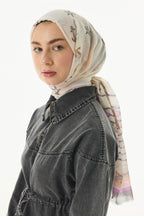 Terra krem-şeker pembe okyanus desen pamuklu şal | Renk: Krem-şeker pembe