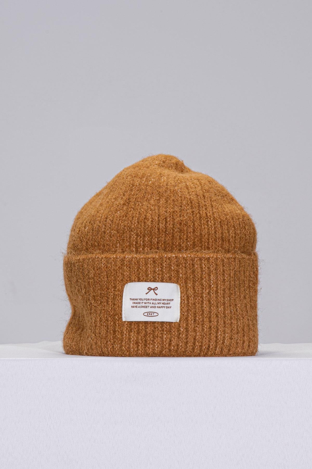 Yün içerikli camel fiyonk bere | Renk: Camel