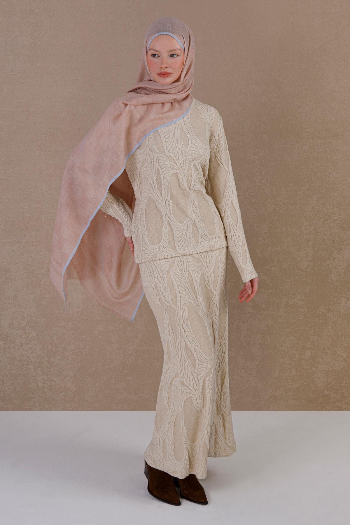 Yün kaşmir karışımı dama desen açık pembe şal | Renk: Açık pembe